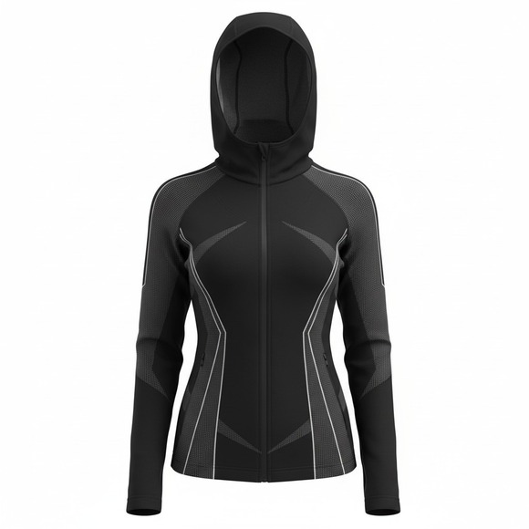 blanc noir Jackets & Blazers - Blanc Noir Womens Black Grey Mesh Back Full Zip Sculpt Hoodie Jacket Size M
